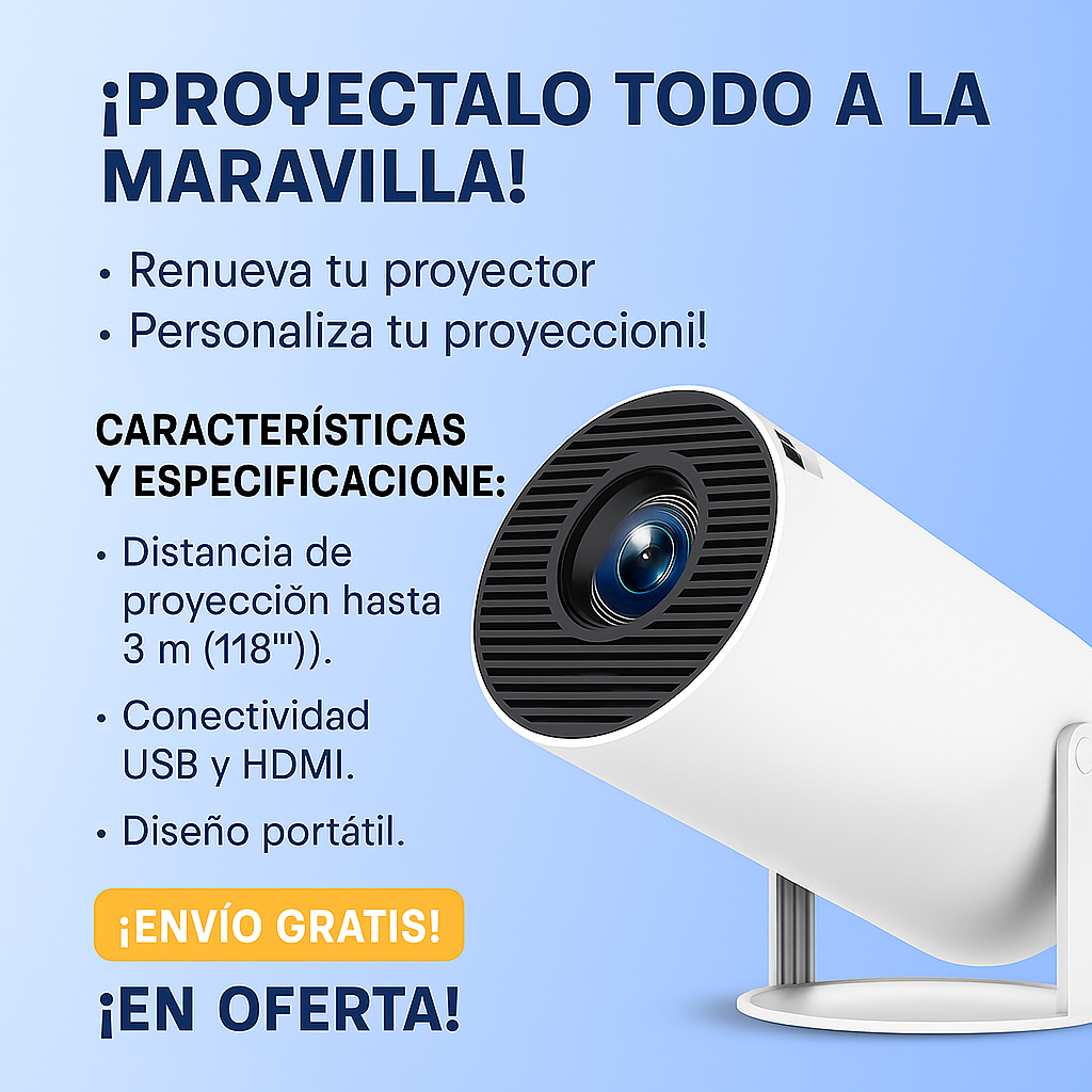 Mini Proyector Ultra HD – Pantalla gigante donde quieras
