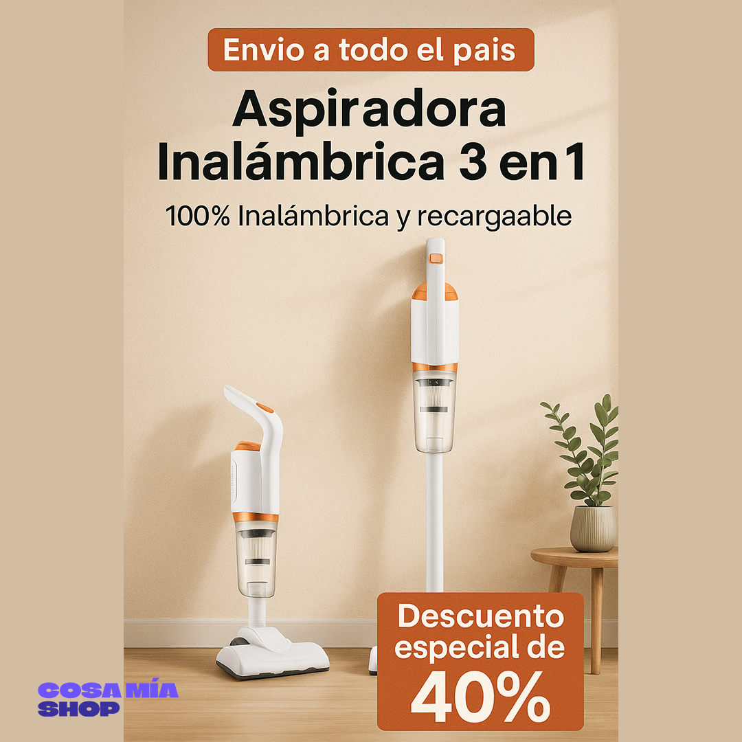 No tienes que barrer MAS! Aspiradora Inalámbrica 3 en 1 – Potente, práctica y portátil
