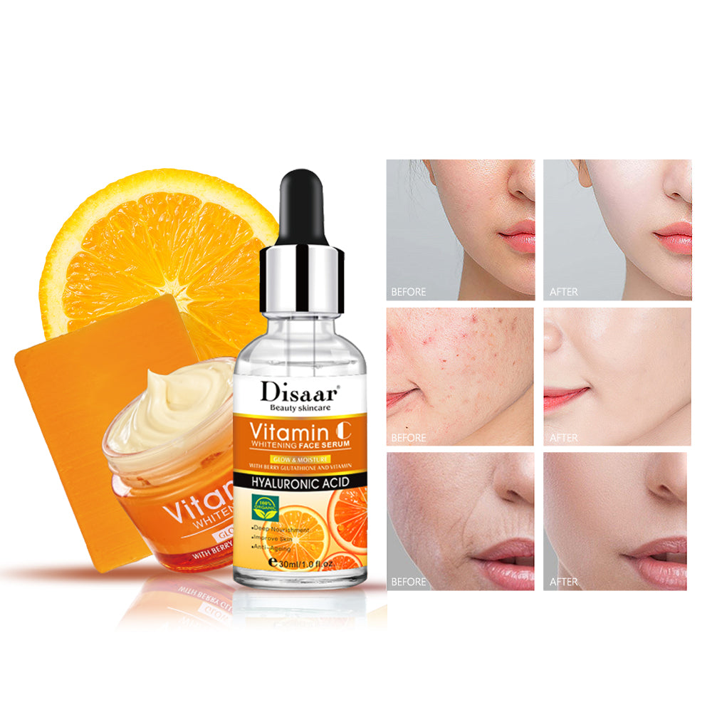 Kit Facial Disaar 3 en 1 con Vitamina C – Blanquea, Repara y Rejuvenece