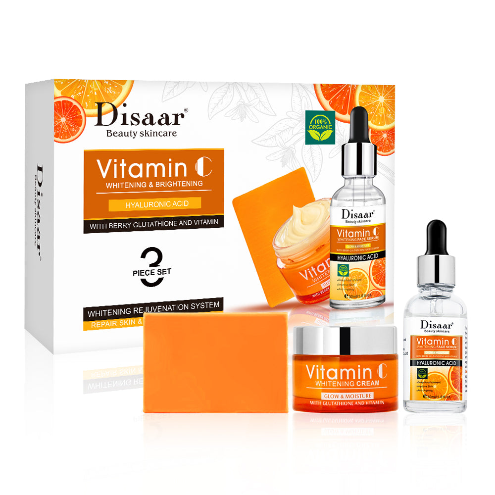 Kit Facial Disaar 3 en 1 con Vitamina C – Blanquea, Repara y Rejuvenece
