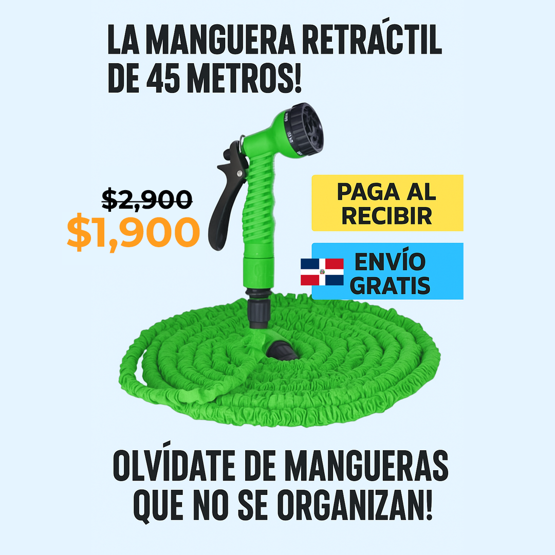 ¡MANGUERA RETRACTIL MAGIC HOSE 45 M/ 150 PIES!