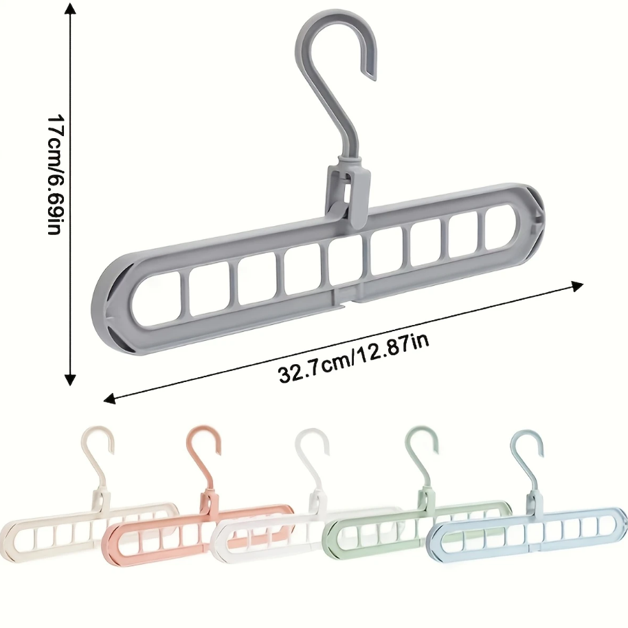 Pack 4 Perchas Plásticas de 9 Divisiones Ajustables – ¡Convierte el caos en orden!